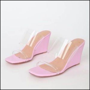NEW Reelay Bubblegum Pink Slide-On Vinyl Wedge Heels size 8.5